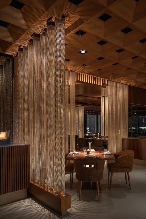 Japanese Dining, Restaurant Flooring, Japanese Interiors, Sopot, Statement Lighting, Cafe Interior Design, Restaurant Interior Design, Hospitality Design, Hotel Design