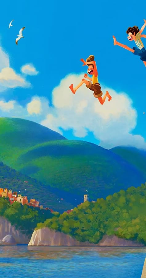 Luca And Alberto, Lucas Movie, Cute Disney Characters, Disney Characters Wallpaper, Disney Phone Wallpaper, Park Ranger, Pixar Movies, Disney Aesthetic, Cute Disney Wallpaper