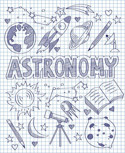 Photo about Vector illustration of Hand drawn Astronomy set. Illustration of moon, group, handwritten - 49582465 Astronomy Drawing, Drawing Space, Figurative Kunst, Astronomy Lover, Doodle Icon, Sketch Notes, Binder Covers, Journal Doodles, Space And Astronomy