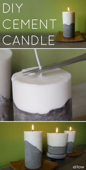 Diy Cement Candle, Candle Tutorial, Decoration Beton, Diy Cement, Cement Candle, Cement Diy, Concrete Diy Projects, Cement Art, Elegant Candles