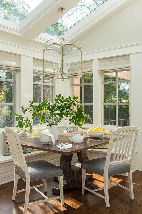 Kitchen Lighting Over Table, Transitional Dining Room, Transitional Dining, Traditional Dining Rooms, Sunroom Decorating, Sunroom Designs, Revere Pewter, Traditional Dining Room, Kitchen Nook