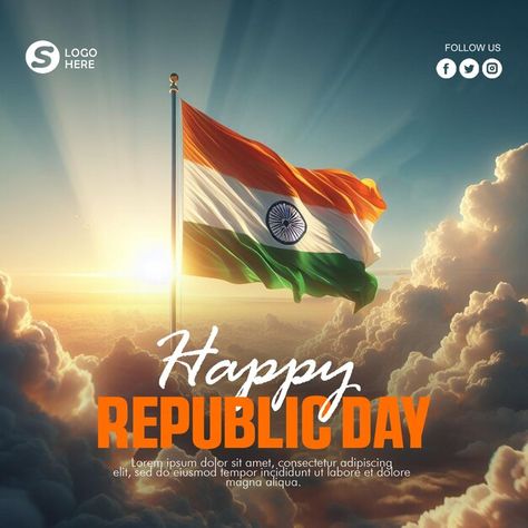 Republic Day Posters, Media Poster, Happy Republic Day, Indian Flag, Social Media Poster, Republic Day, Banner Template, Graphic Resources, Flag