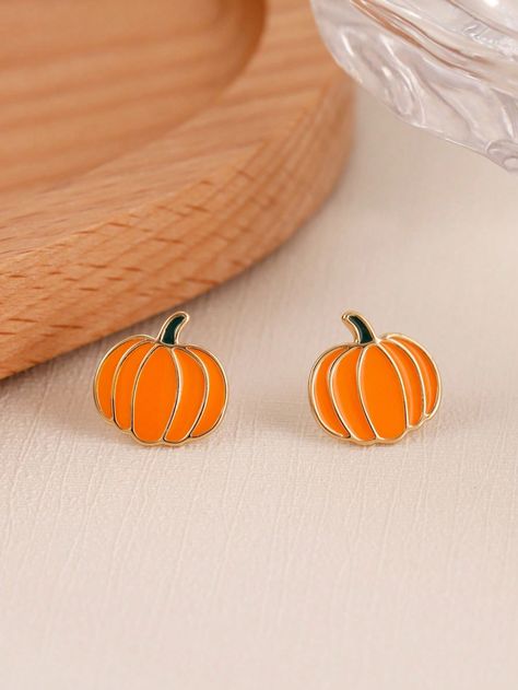 2pcs Elegant Simple Gold Pumpkin Stud Earrings, European And American Fashion Suitable For Women To Wear On Halloween, Thanksgiving And Daily OccasionsI discovered amazing products on SHEIN.com, come check them out! Pumpkin Stud Earrings, Halloween Jewlery, Autumn Accessories, Elegant Pumpkins, Gold Pumpkin, Gold Pumpkins, Boo Basket, Versatile Jewelry, Holiday Wear