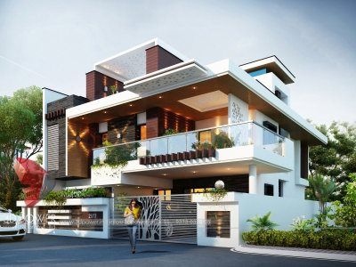 See Complete Architectural 3D Visualization, 3D Rendering, 3D Interior Exterior Designs gallery at one place. Hotel Elevation, Modern Villa Exterior, Bungalow Designs, External Design, 3d Power, Individual House, Villa Exterior Design, Modern Bungalow Exterior, House Architecture Styles