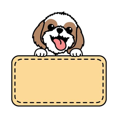 Vector funny shih tzu dog with frame bor... | Premium Vector #Freepik #vector #animal-mascot #mascot-design #dog-art #cartoon Animal Graphic Design Poster, Shih Tzu Cartoon, Dog Logos Ideas, Dogs Cartoon, Sticker Frame, Dog Template, Animal Mascot, Border Templates, Craft Logo