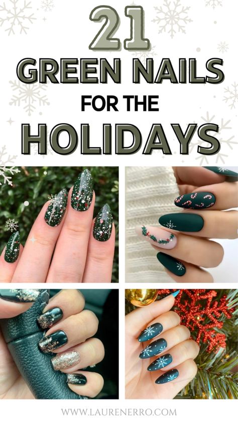 Green Holiday Nails, Matte Green Nails, Easy Curled Hairstyles, Holiday Nail Ideas, Nails Festive, Festive Holiday Nails, Cozy Winter Vibes, Holiday Nails Winter, Diy Pedicure