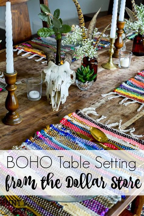 Diy Kitchen Table Centerpiece, Thanksgiving Table Settings Dollar Store, Boho Table Setting, Diy Kitchen Table, Cute Table, Kitchen Table Centerpiece, Boho Table, Thanksgiving Table Settings, Boho Kitchen