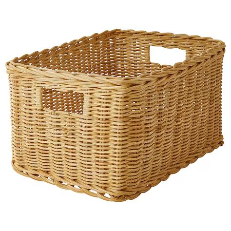 TRUMMIS Basket, handmade rattan, 25x35x20 cm - IKEA Ikea Basket, Wood Hinges, Ikea Ivar, Decorative Storage Boxes, Water Hyacinth, Lift And Carry, Wicker Basket, Wire Baskets, Soft Plastic