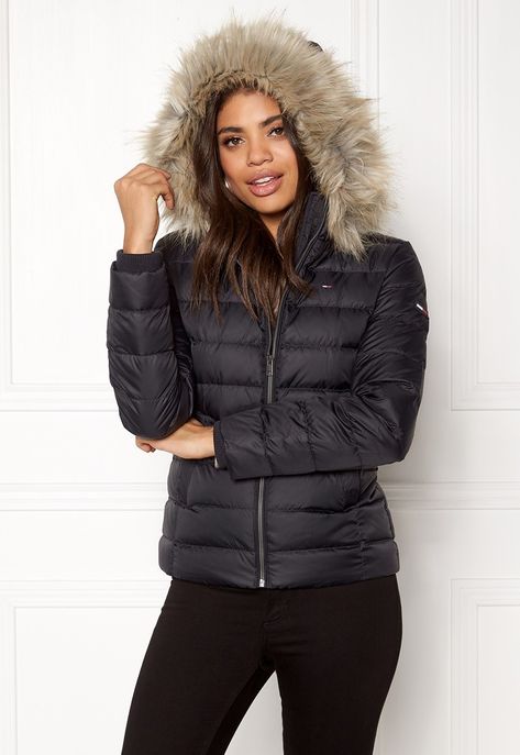 Tommy Hilfiger Jacket Women, Womens Black Coat, Faux Fur Hooded Coat, Moncler Jacket, Tommy Hilfiger Jackets, Cute Couples Photos, Parka Coat, Fur Hood, Tommy Hilfiger Women