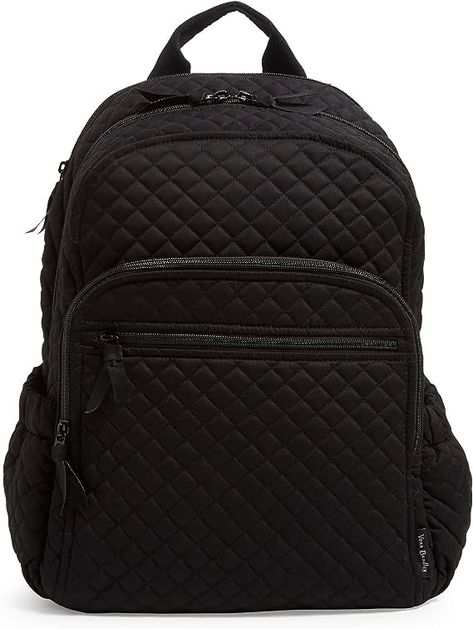 Vera Bradley Women's Cotton Campus Backpack, Black - Recycled Cotton, One Size Sling Backpack Purse, Vera Bradley Backpack Campus, Work Backpack, Campus Backpack, Mini Mochila, Large Backpack, Mini Purse, Vera Bradley Backpack, Backpack Purse