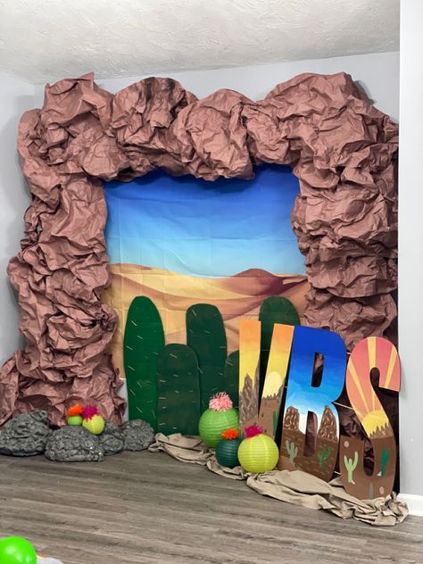 Monumental Vbs Crafts, Desert Theme Decor, Monumental Vbs Decorating Ideas, Desert Party Decor, Vbs Western Theme Ideas, Wonder Junction Vbs 2025 Decorations, Desert Vbs Decorations, Desert Decoration Ideas, Wild West Vbs Decoration