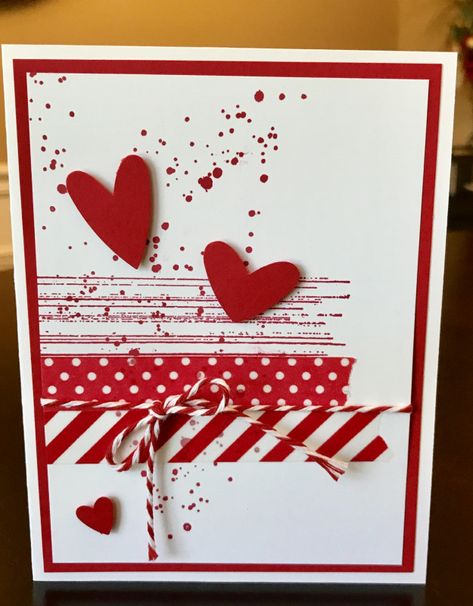 Valentine Card Hand Stamped Valentine Cards, Su Valentine Cards, Valentines Day Handmade Cards, Valentine Cards Stampin Up Ideas, Valentine’s Day Cards Diy, Valentine’s Day Cards, Cards Design Ideas, Creative Valentine Cards, Handmade Valentine Cards