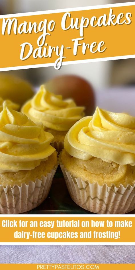 easy mango cupcakes recipe dairy-free Mango Frosting Recipe, Mango Cake Decoration Ideas, Mango Cake Decoration, Vegan Mango Cake, Fresh Mango Cake, Mango Frosting, Desert Birthday, Mango Cupcakes, Dairy Free Cupcakes