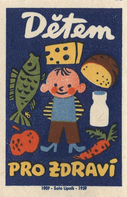 another great Czechoslovakian matchbox label. a well-balanced meal! Matchbox Label, Matchbook Art, Matchbox Art, 강아지 그림, Vintage Packaging, Vintage Graphic Design, Retro Illustration, Ex Libris, Retro Art