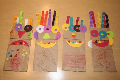 Tk Crafts, Big Green Monster, Monster Faces, Monster Activities, Monster Puppet, Monster Ideas, Monster Craft, Paper Bag Crafts, Paper Bag Puppets