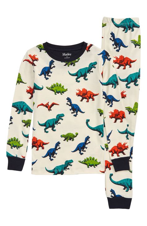 Hatley Dino Herd Organic Cotton Fitted Two-Piece Pajamas available at #Nordstrom Kids Pajamas Boys, Boys Pjs, Dinosaur Pajamas, Boys Pajamas, Kids Pajamas, Boys Clothing, Toddler Fashion, Big Boys