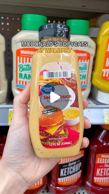 Morgan Chomps on Instagram: "MCDONALD’S COPYCATS AT WALMART! 🍔🍟  #mcdonalds #fastfood #walmartfinds #bigmac #sauce #fries #chickennuggets #chickensandwich #breakfastsandwich #copycatrecipe #walmartgems #groceryshopping #foodreview #foodhacks" Copycat Chick Fil A Sauce, Food Sauces, Chick Fil A Sauce, Buffalo Wild Wings, Fry Sauce, Walmart Finds, Sweet Chili, Chick Fil A, Big Mac