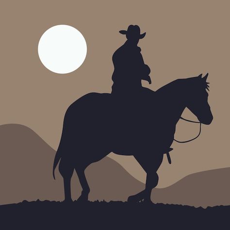 Free vector flat design cowboy silhouett... | Free Vector #Freepik #freevector #cowboy-silhouette #horse-rider #horse-silhouette #equestrian Headstone Art, Silhouette Horse, Cowboy Silhouette, Ride Horse, Horse Cowboy, Art Silhouette, Horse Silhouette, Silhouette Illustration, Cowboy Art