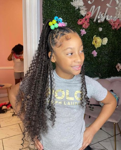 Simple Braids For School Black Hair, Seven Year Old Hairstyles, Hairstyles For 9 Yrs Old, Braided Hair Styles For Kids Black, Daughter Hairstyles Black, Little Black Girls Braided Hairstyles For Kids With Beads, Birthday Braid Hairstyles, Cute Hairstyles Braids Black Kids, Brads Hair Styles