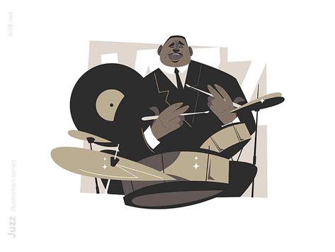 Jazz Music Art, Jazz Drummer, Vector Graphics Illustrations, Drums Art, Sweet Drawings, Yoga Illustration, Graphic Design Assets, Jazz Poster, Jazz Art