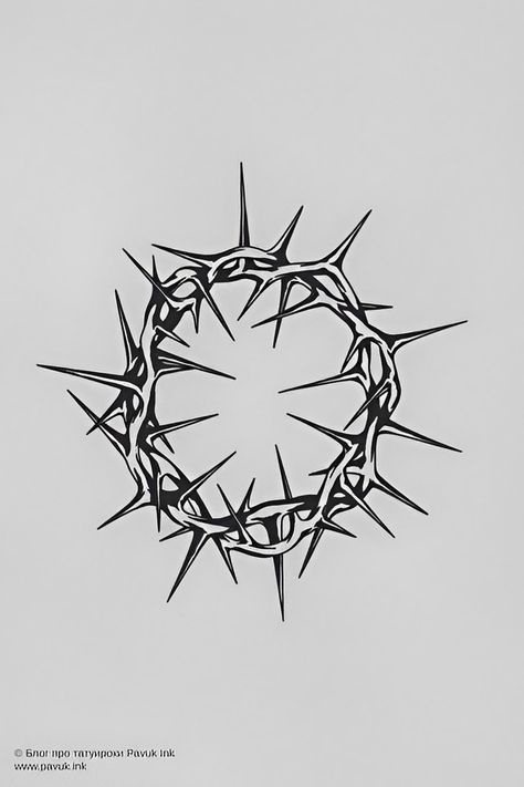 Chaos Magick Tattoo, Thorn Tattoo Stencil, Crown Of Thorns Aesthetic, Crown Of Thorns Tattoo Design, Black And White Tattoos For Men, Crown Of Thorns Drawing, Thorn Crown Tattoo, Magick Tattoo, Rose Thorn Tattoo