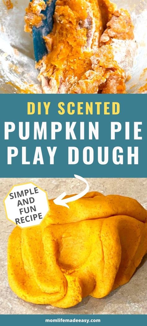 Pumpkin Pie Playdough, Scented Play Dough, Play Dough Recipe, Train Pumpkin, Sensory Dough, Homemade Playdough Recipe, Pumpkin Sauce, Orange Food Coloring, Easy Pumpkin Pie