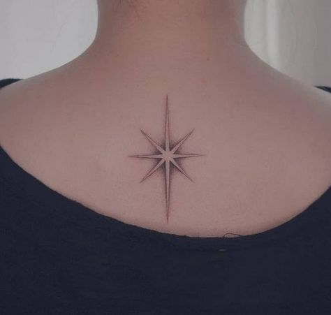 Witch Star Tattoo, Star Light Tattoo, 7 Point Star Tattoo, Stipple Star Tattoo, Stippling Star Tattoo, North Star Chest Tattoo, Six Pointed Star Tattoo, Ethereal Star Tattoo, Neck Tattoo Star