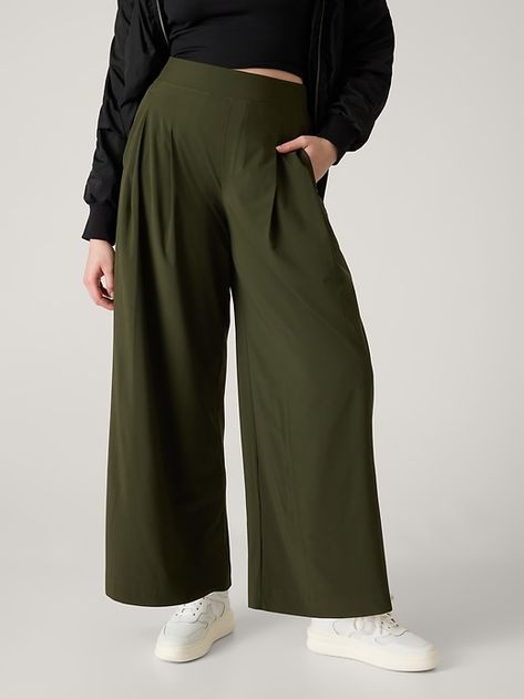 Blue Accent Colors, Wide Leg Pants Plus Size, Old New Borrowed Blue, Teacher Wardrobe, Relaxed Pants, Brooklyn Heights, Work And Travel, Bra Dress, Pants Green