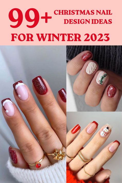 CHRISTMAS NAILS Christmas Nail Manicure, Christmas Manicure Ideas Elegant, Christmas Nails Gift Design, Clear Nail Christmas Designs, Manicure Ideas For Christmas, Xmas Manicure Ideas, French Manicure Christmas Designs, Christmas French Manicure Ideas, Christmas Nails 2023 French Tips