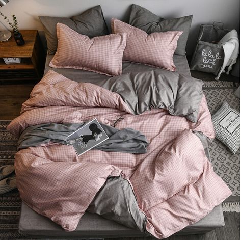 Bed Duvet Covers Ideas, Kids Bed Cover, Classic Bedding Sets, Kids Beds For Boys, Child Bed, Pink Grid, Kid Bed, Bed Cover Sets, Bedding Sets Grey