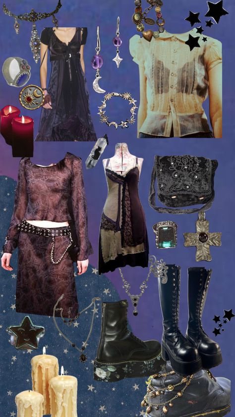 #whimsigoth #whimsigothic #90s #witchy #goth Plus Size Hippie Goth, Whimsigothic Aesthetic 90s, Whimsigoth Lookbook, Whimsical Goth Clothes, Whimsy Goth Clothes, Whismgothic Outfits 90s, Whimsie Goth, 90s Whimsigoth Aesthetic, Wimsey Goth Style