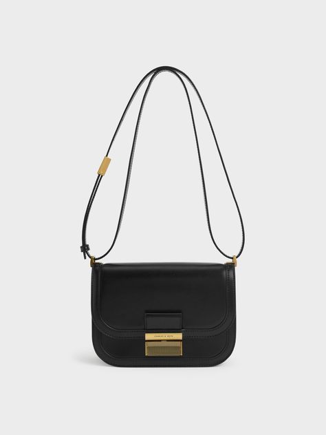 Classic Black Handbag, Charles And Keith Bags, Adjustable Bag Strap, Strappy Flats, Strappy Sandals Flat, Adjustable Bag, Summer Capsule Wardrobe, Charles Keith, Bag Trends