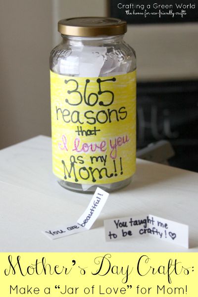 Mother's Day Crafts: Make a "Jar of Love" for Mom! Great last minute gift for Mom Crafts For Mom, Jar Of Love, Homemade Gifts For Mom, Traditional Ideas, Diy Mother's Day Crafts, Diy Gifts For Mom, Mother's Day Crafts, Mason Jar Gifts, Diy Mothers Day Gifts