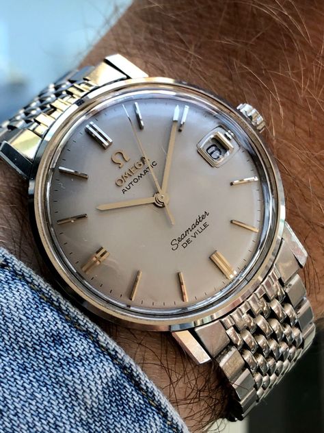 Omega Seamaster De Ville Steel Grey Dial Mens Mens Watch Brands, Stylish Watches Men, Classy Watch, Trendy Watches, Men's Vintage Watch, Automatic Watches For Men, Mens Fashion Watches, Gold Watch Men, Vintage Omega