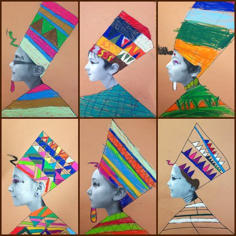 edenfolwell: Art Lesson - Egyptian Pharaohs Ancient Egypt Crafts, Egyptian Crafts, Ancient Egypt Projects, Egypt Crafts, Starověký Egypt, 6th Grade Art, 3rd Grade Art, Ancient Egypt Art, Art Lessons For Kids