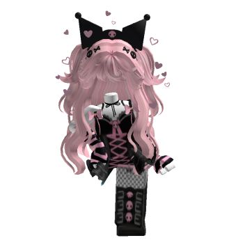 Pink Emo Roblox Avatar, Sanrio Roblox Avatar Ideas, Kuromi Roblox Avatars, My Melody Roblox Avatar, Roblox Avatars Girl Aesthetic, Sanrio Roblox Avatar, Pink Roblox Avatar, Cute Roblox Characters, Kawaii Roblox Avatar