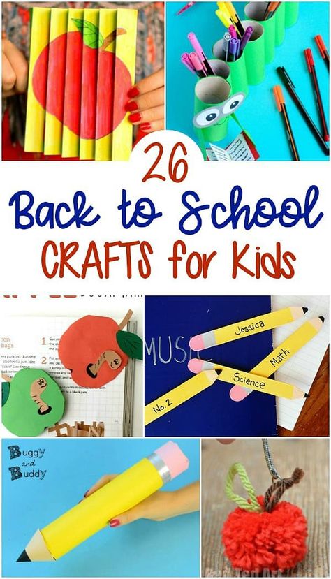 25+ Back to School Crafts for Kids including DIY bookmarks, pencil holders, apple crafts, school bus crafts, and more! #backtoschool #craftsforkids #kidscrafts #applecrafts #schoolsupplies  via @https://www.pinterest.com/cmarashian/boards/ Easy Toddler Back To School Crafts, Preschool Back To School Art Projects, School Themed Crafts For Toddlers, Back To School Night Craft, Easy Back To School Crafts For Kids, Back To School Kids Crafts, Welcome Back Activity For Kids, Back To School Crafts For Preschoolers Free Printables, Back To School Crafts For Preschool