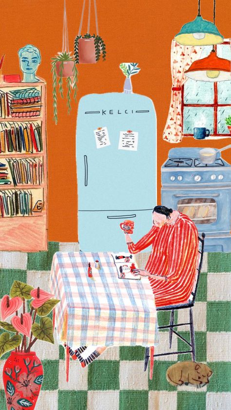 #illustration #abstract #kitchen #cute #home Abstract Kitchen, Kitchen Cute, Kitchen Book, Illustration Abstract, Book Illustration, Your Aesthetic, Energy