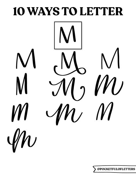 Lettering Alphabet Handwritten, Hand Lettering Alphabet Fonts, Handwriting Alphabet, Alphabet Fonts, Hand Lettering Alphabet, Lettering Alphabet Fonts, Hand Lettering Tutorial, Script Lettering, Letter M