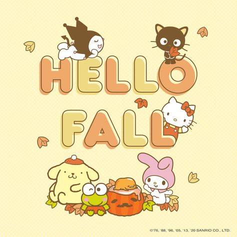 Fall Hello Kitty, Walpaper Hello Kitty, Fall Activity, Cute Lockscreens, Hello Kitty Themes, Kitty Images, Cute Fall Wallpaper, Iphone Wallpaper Fall, Hello Kitty Drawing