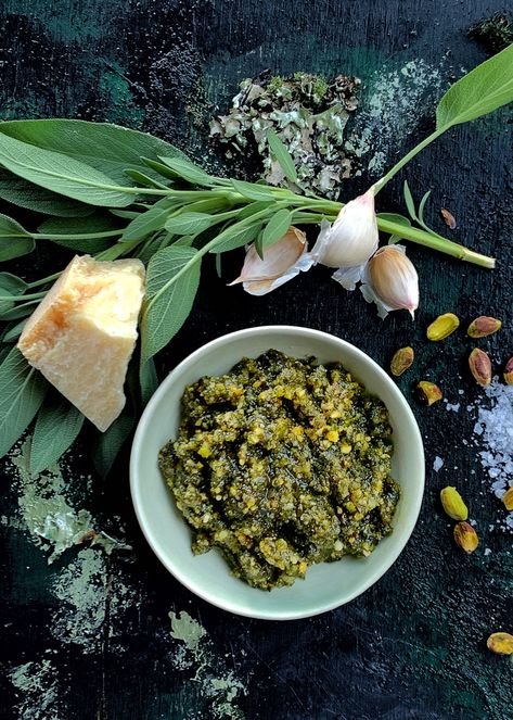 Sage Pesto Recipes, Fancy Tailgate, Sage Infused Olive Oil, Pesto With Sunflower Seeds, Thyme Infused Olive Oil, Basil Pesto Recipe Love And Lemons, Basil Pesto With Sunflower Seeds, Sage Pesto, Herb Ideas