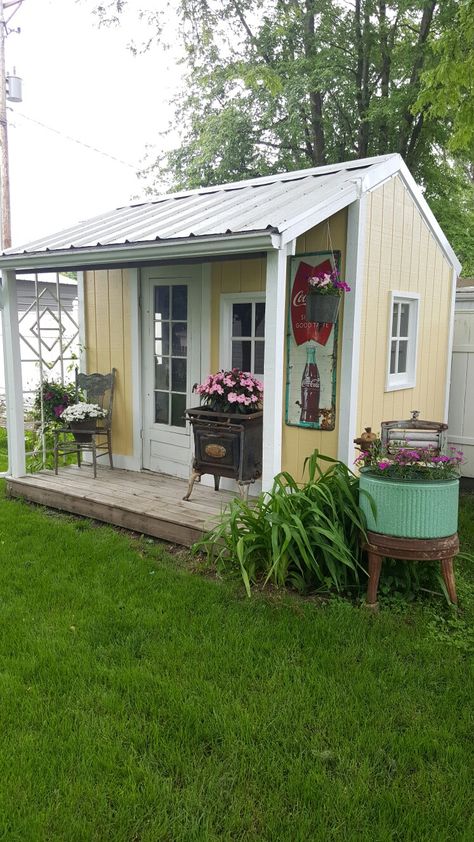 My backyard she shed Garden Shed Lighting Ideas, Shed Lighting Ideas, Shed Conversion Ideas, Shed Inspiration, Garden Shed Interiors, She Shed Decor, Backyard Storage Sheds, Shed Decor, Shed Interior