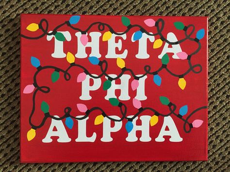 Theta Phi Alpha Christmas Canvas #ΘΦΑ #sorority Sorority Christmas Gifts, Theta Phi Alpha Canvas, Christmas Sorority, Sorority Paintings, Sorority Canvases, Sorority Christmas, Sisterhood Ideas, Big Lil Gifts, Little Gifts Sorority