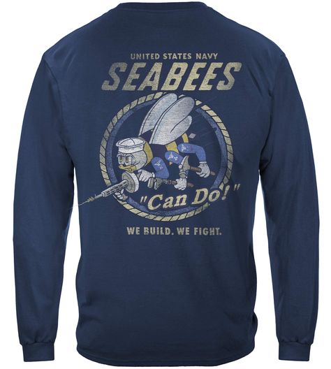 PRICES MAY VARY. 100% Cotton Us Navy Us Navy Vintage Seabees United States Navy Usn American Flag 100% Cotton Long Sleeves Navy Small FAST ARRIVAL: If helping create American jobs with quality products isn't worth the wait, then what is? Erazor Bits has been serving proud patriots since 1993, offering 3-5 day shipping with 100% satisfaction guarantee. Please note that Amazon's non-prime shipping times are inaccurate. All non-prime items will be delivered with a 3-5 day shipping timeline. Prime i Navy Seabees, Proud American, Vintage Sea, Navy Veteran, United States Navy, Style Hoodie, Us Navy, Free Shirts, Branded T Shirts