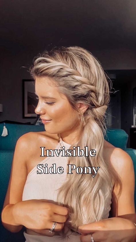 justclassicallycassidy on Instagram: Quick invisible side pony that can be done in a pinch! All you need is 1 elastic and 1 Bobby pin! • • • #ponytailtutorial #sideponytail… Invisible Side Pony, Diy Side Ponytail Hairstyles, Side Hairstyles Tutorial, Side Ponytail Hairstyles Tutorial, Side Ponytail Updo, Side Ponytail Wedding Hairstyles, Side Ponytail Wedding, Tail Hairstyles, Ponytail Hairstyle Ideas