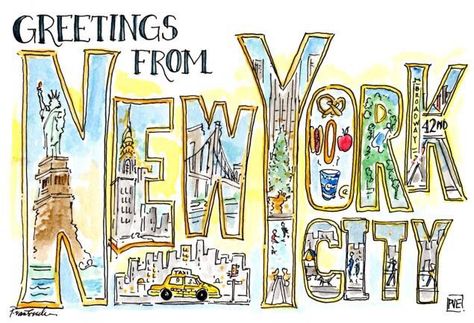 NYC Postcards Aesthetic, Town Painting, New York Graffiti, Ipad Aesthetic, Scrapbook Printing, Birthday Inspo, Postcard Art, Picture Postcards, Nyc Trip