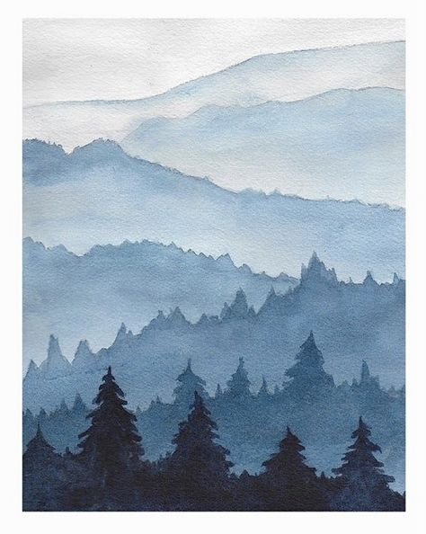 Mountains Painting, Mountain Canvas, Fluid Acrylic Painting, Acrylic Painting For Beginners, Tableau Art, Acrylic Painting Tutorials, 수채화 그림, Mountain Paintings, Beginner Painting