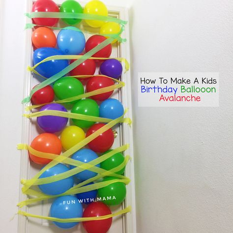 how to make a kids birthday balloon avalanche Balloon Avalanche Diy Doors, Balloon Door Surprise, Birthday Balloon Avalanche, Kids Birthday Morning, Birthday Surprise For Him, Balloon Avalanche, Balloon Door, Birthday Surprise For Husband, Best Birthday Surprises