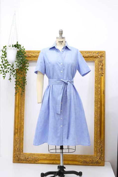 The Rosalie Shirt Dress - Free Sewing Pattern - Mood Sewciety Shirt Waist Dress Pattern, Retro Dress Sewing Patterns, Vintage Shirt Dress Pattern, Button Down Dress Pattern Free, Shirt Dress Pattern Sewing, Shirt Dress Patterns For Women, Free Shirt Dress Patterns For Women, T Shirt Dress Sewing Pattern, Summer Dress Free Pattern Sewing