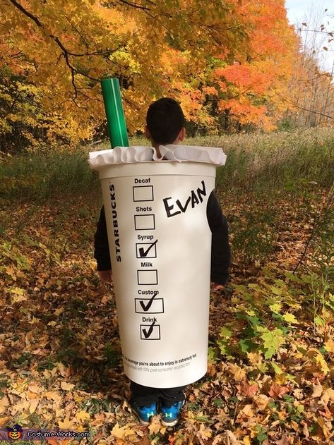 Starbucks Cup Halloween Costume, Starbucks Drink Halloween Costume, Starbucks Drink Costume, Starbucks Cup Costume, Coffee Costume, Starbucks Halloween Costume, Drinks From Starbucks, Starbucks Costume, Coffee Cups Diy